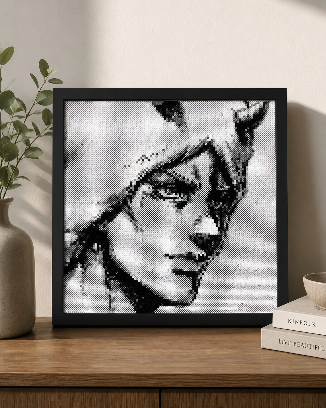 Levi Ackerman — Handmade Monochrome Bead Portrait