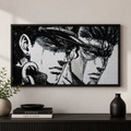 Jotaro Kujo & Star Platinum — Handmade Monochrome Bead Portrait
